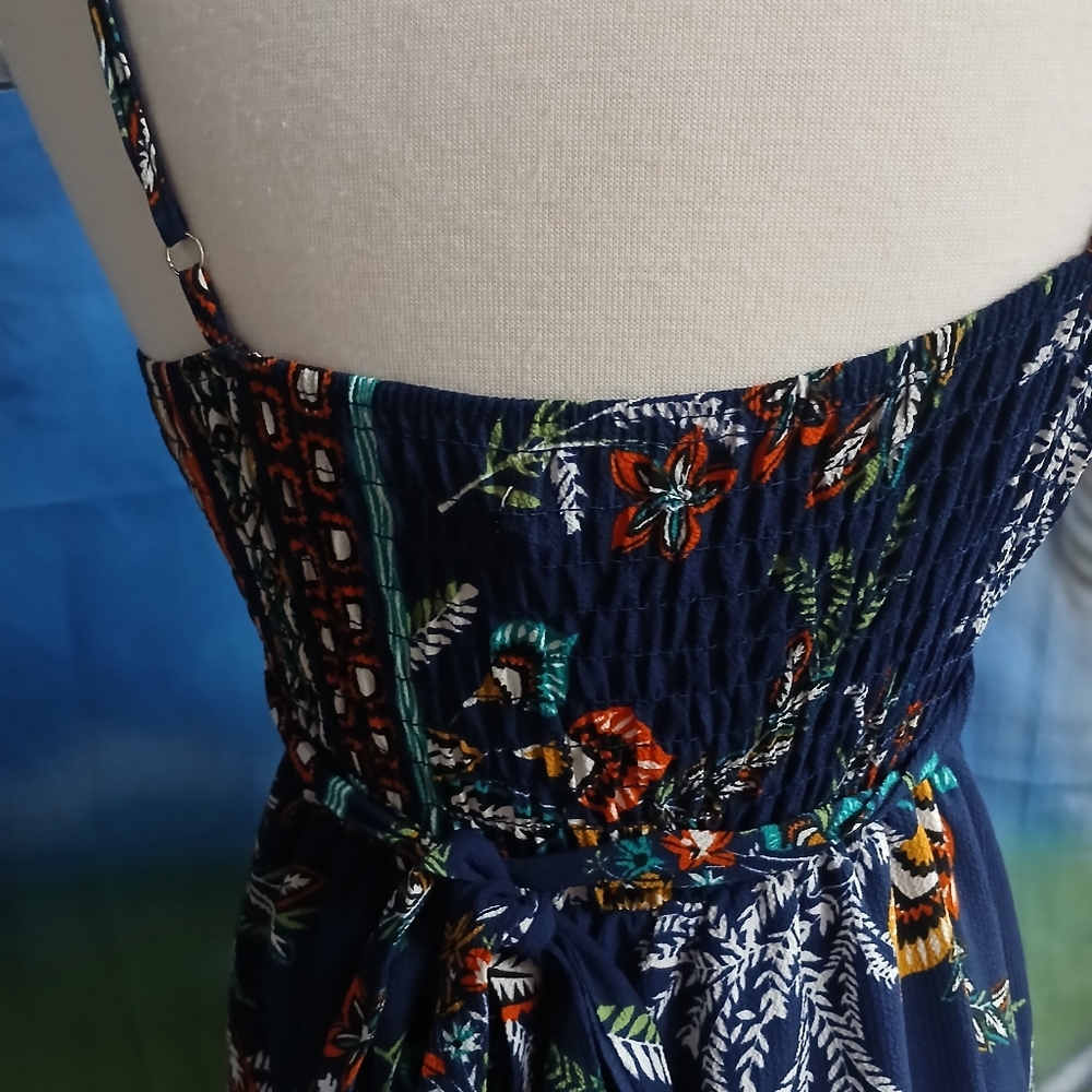 Jun Fashion Elegant Navy Floral Maxi Dress Medium - Picture 5 of 8